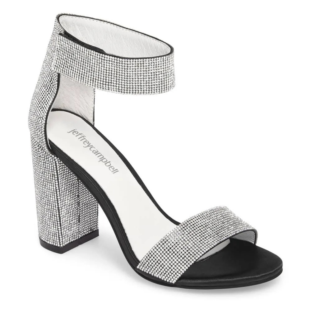 Jeffrey Campbell Lindsay Silver and Black Heeled Sandals Size 7